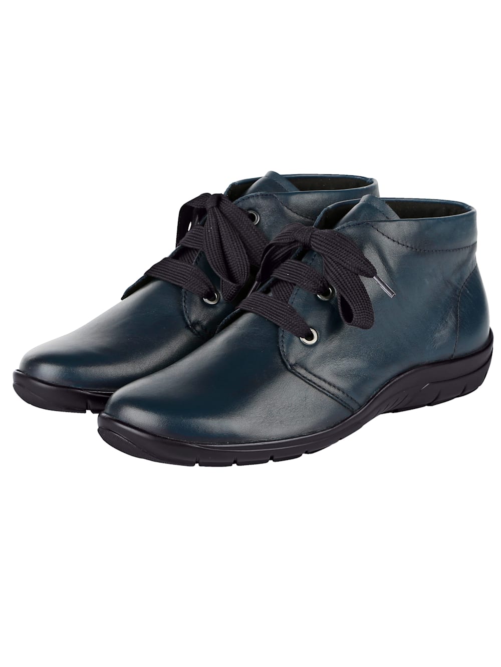 Vamos Schnurstiefelette aus weichem Leder - Petrol