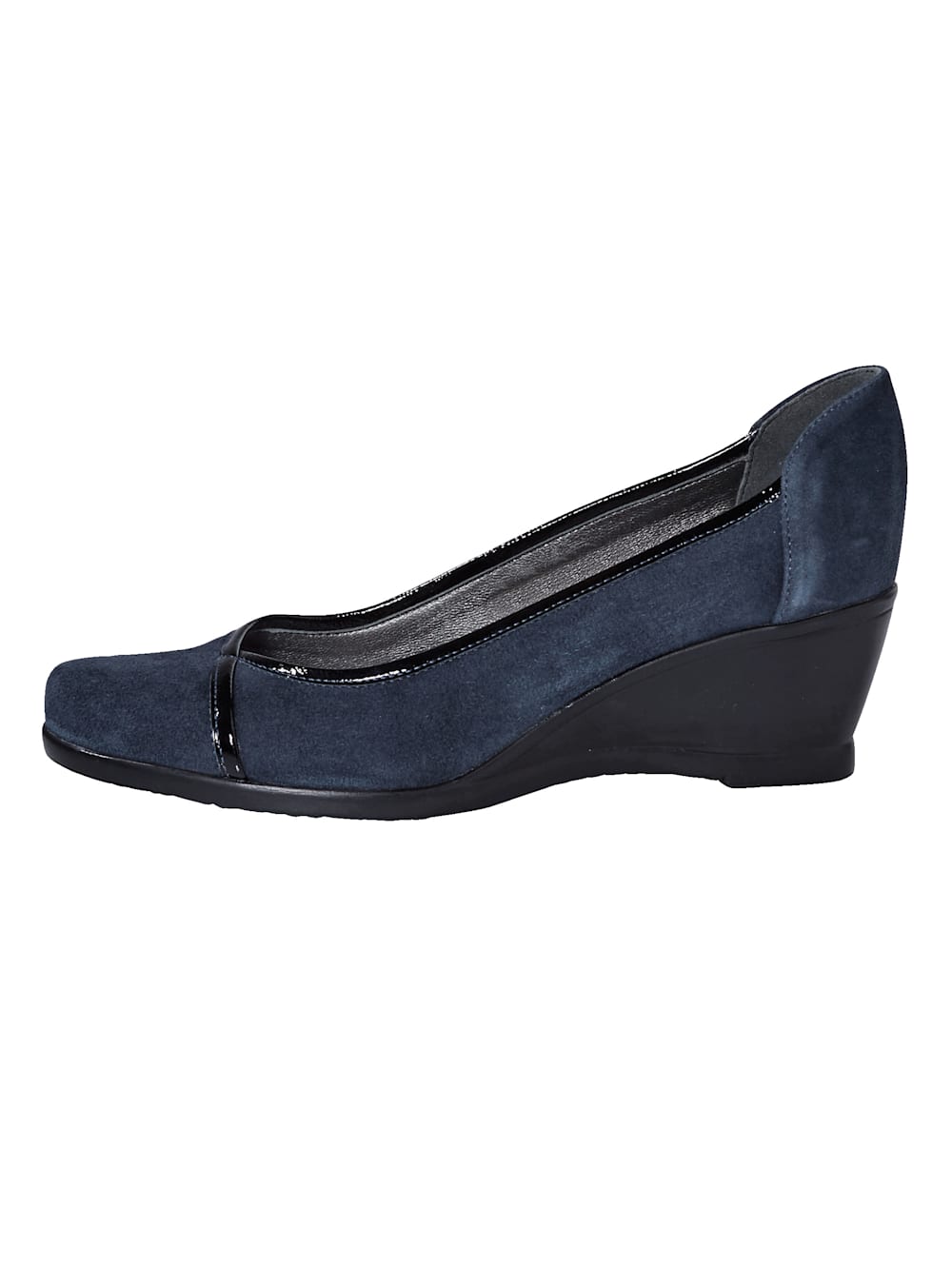 Vamos Keilpumps aus feinem Veloursleder - Marineblau