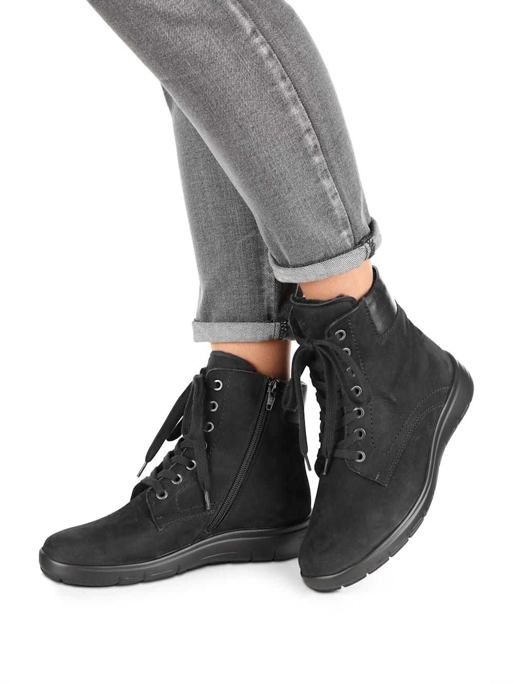 Vamos Schnurstiefelette mit Shock-Absorber - Schwarz