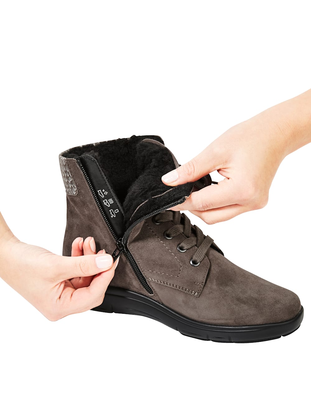 Vamos Schnurstiefelette mit Shock-Absorber - Taupe