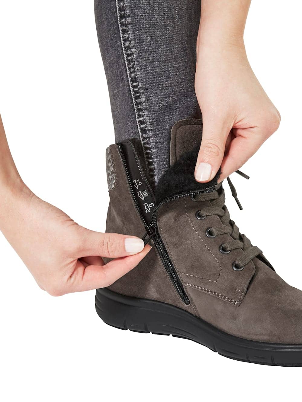 Vamos Schnurstiefelette mit Shock-Absorber - Taupe