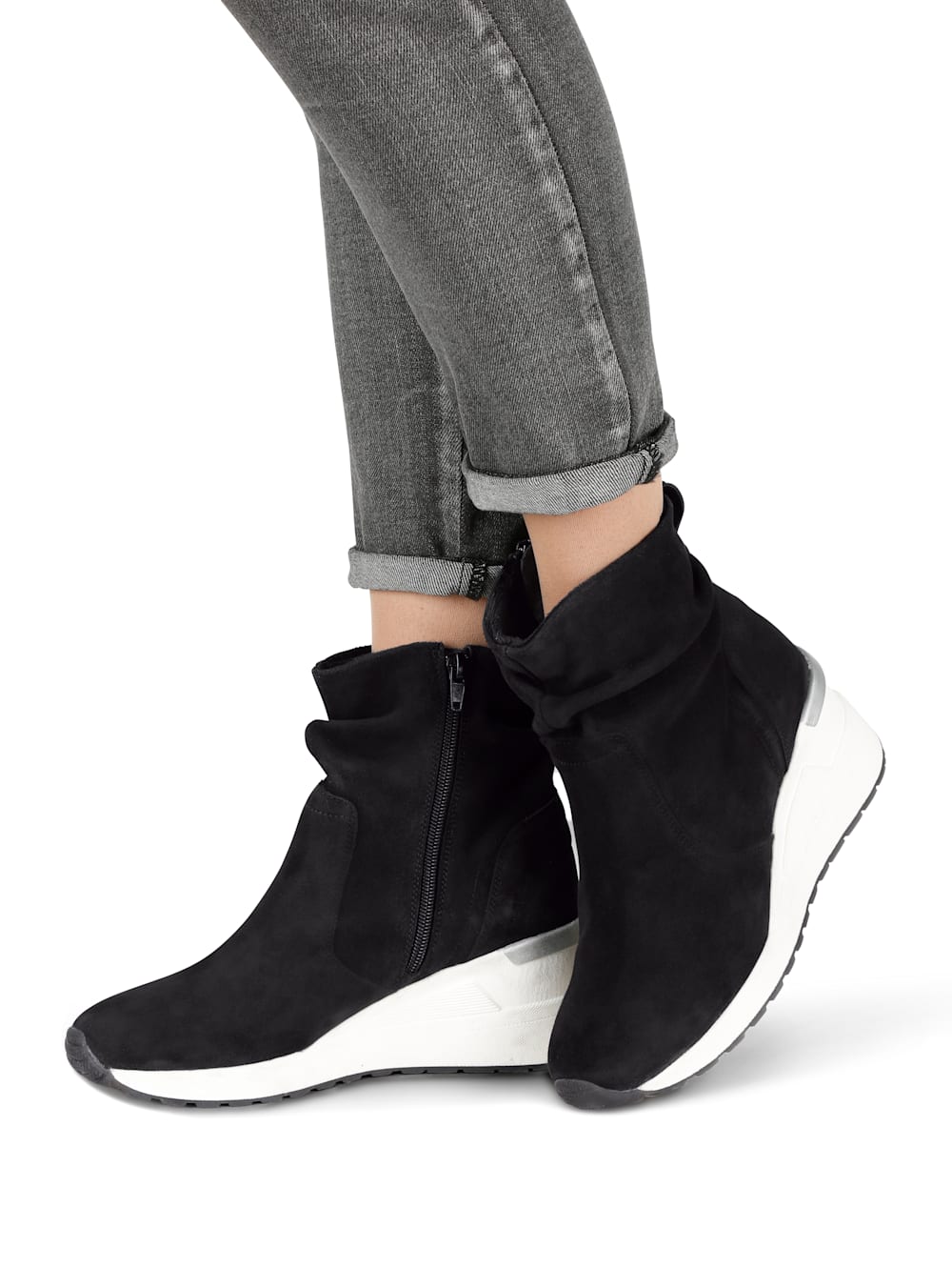 Vamos Stiefelette mit bequemem Keilabsatz - Schwarz