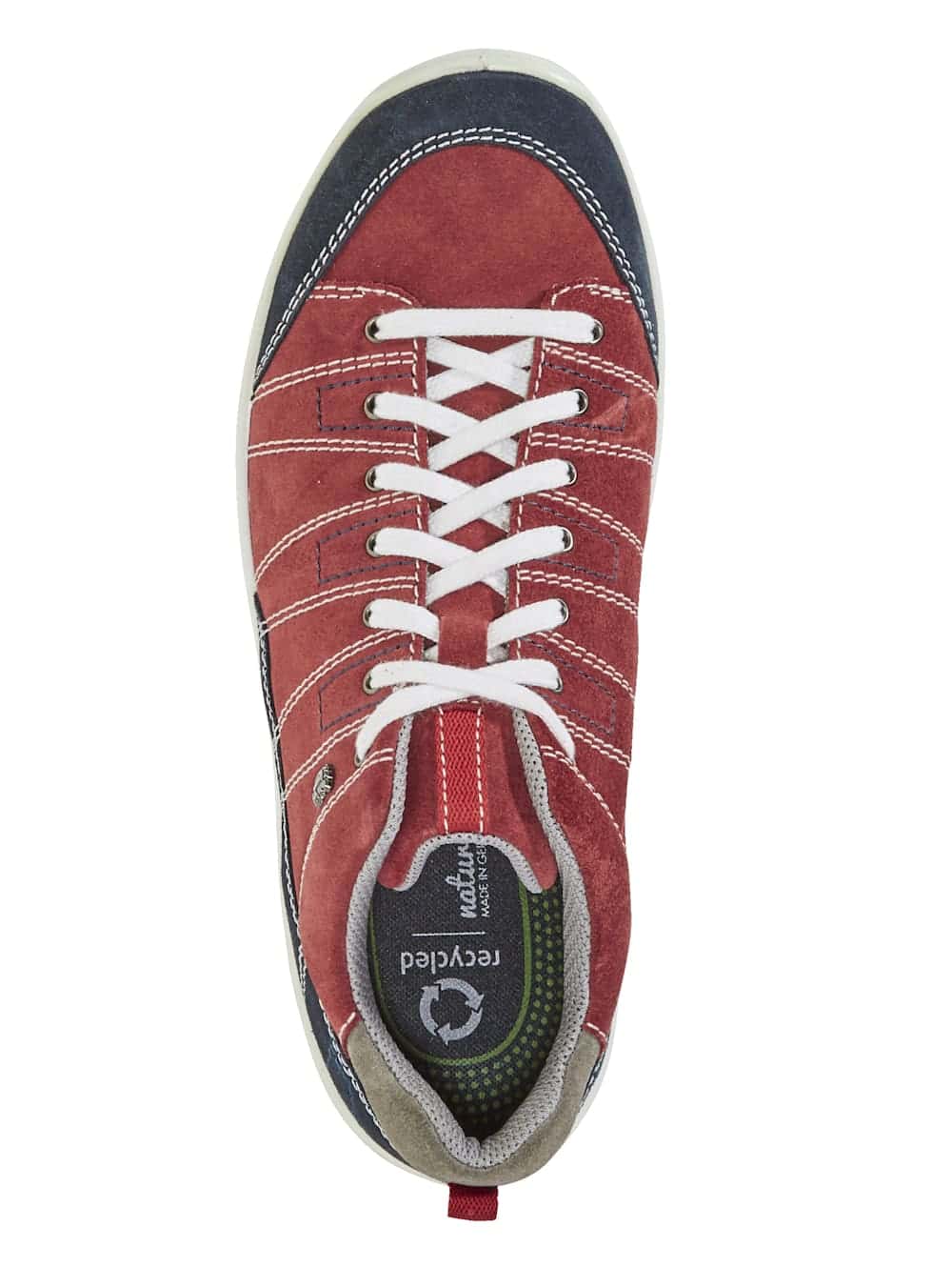 Vamos Schnurschuh mit kontrastfarbenen Steppnahten - Rot