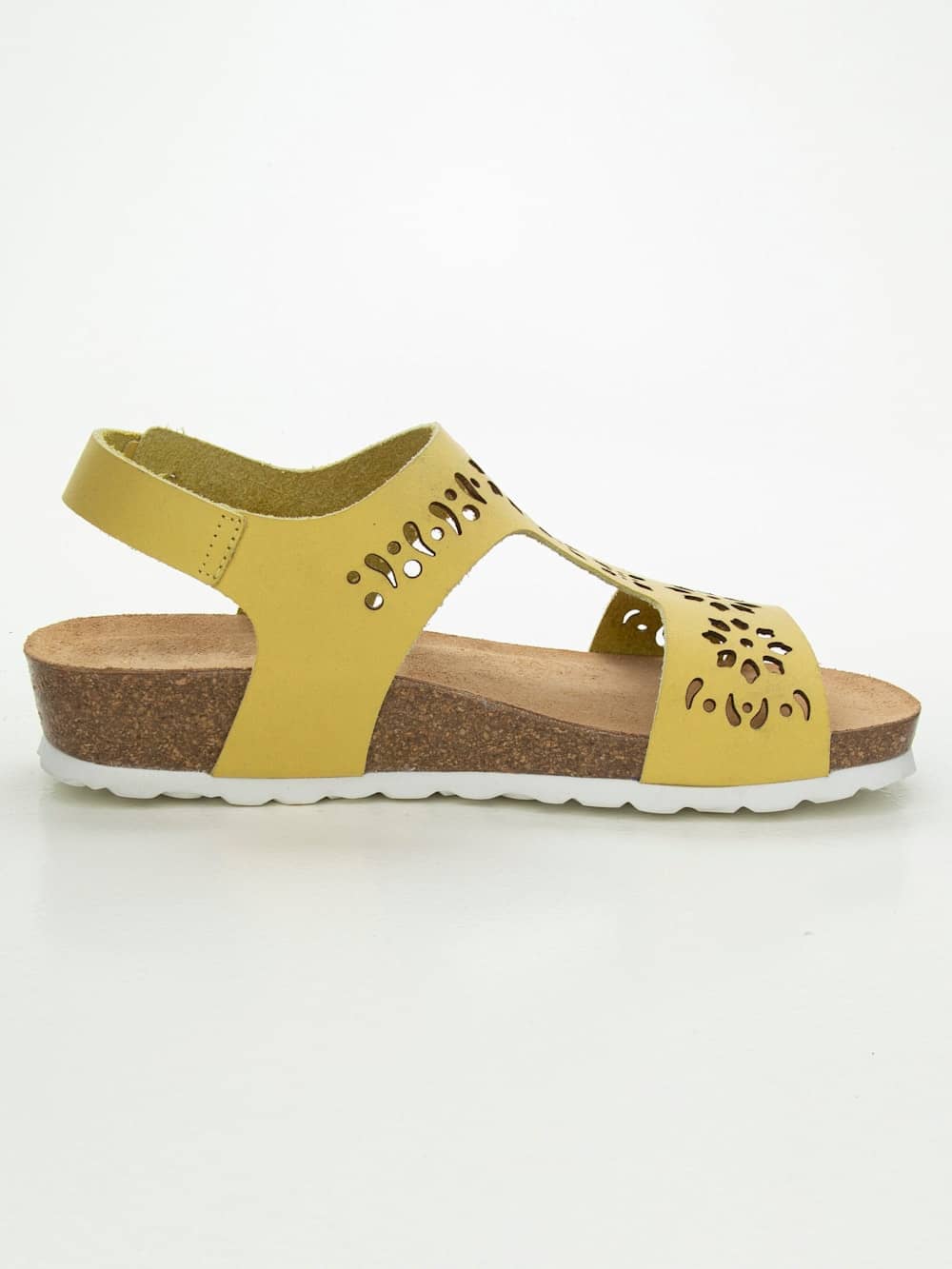 Vamos Bio-Keilsandale mit Lasercut im Blumenmuster - Gelb